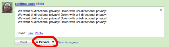 Privacy settings in Google Buzz